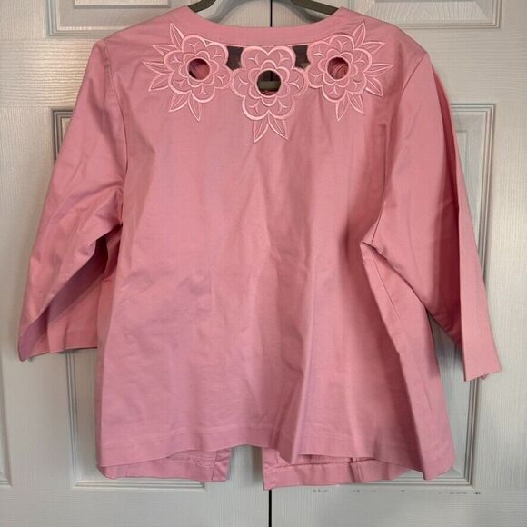 Bob Mackie Wearable Art 1X Pink Battenburg Lace Cutout Style Jacket‎ - Picture 6 of 9